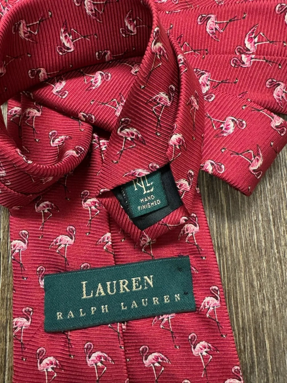 Ralph‎ Lauren Red Tie with Pink Flamingo Motif